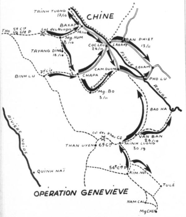 Plan de l'operation Genevieve fin 1947